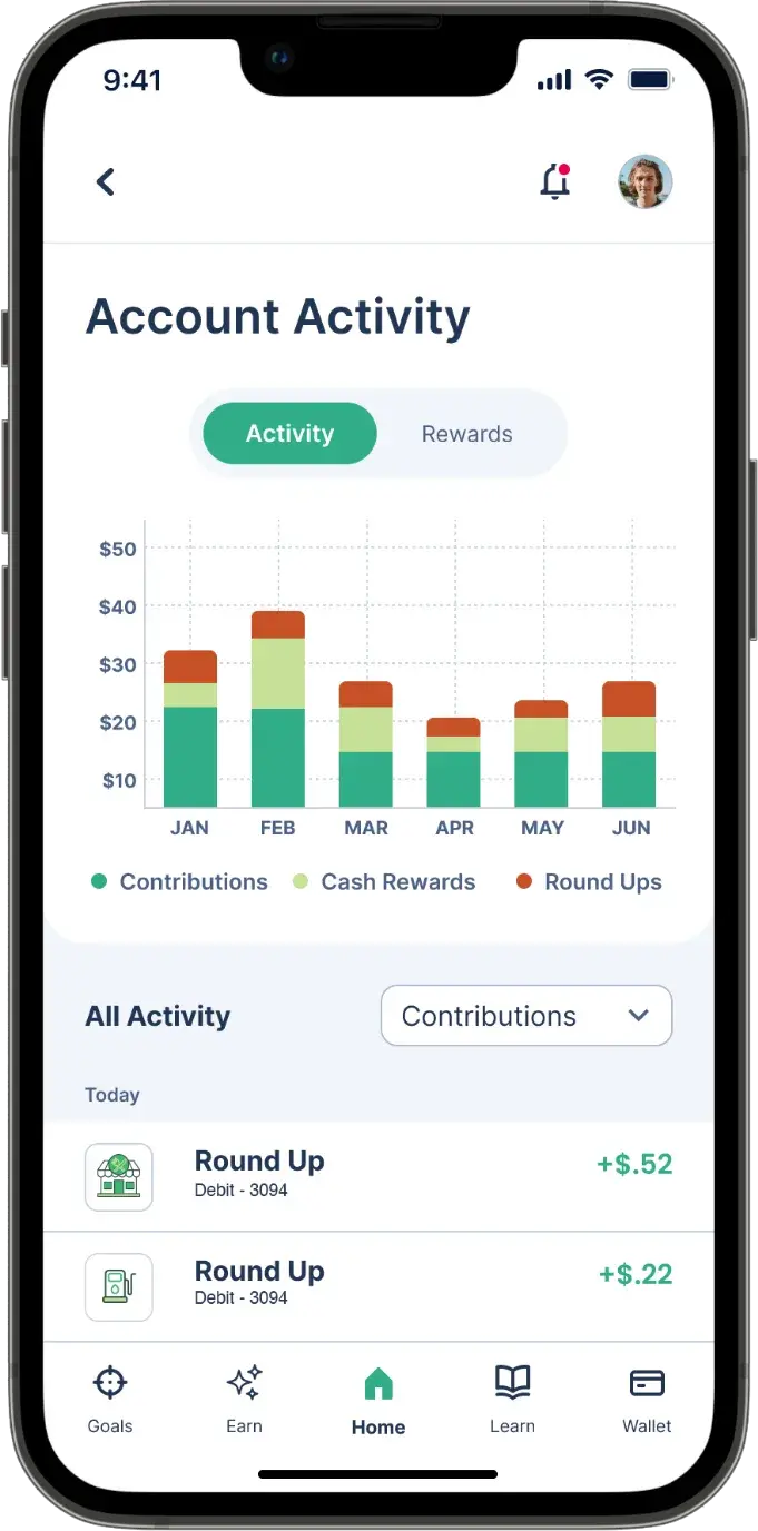 Mockup of the account details on the app